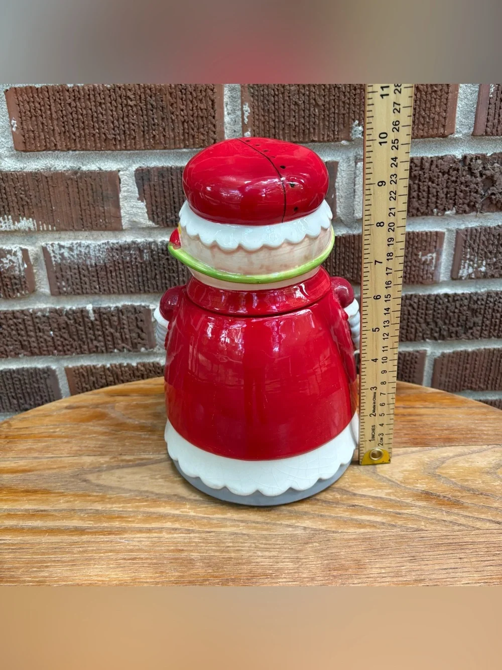 Sleigh Bell Bistro Vintage Ceramic Cookie Jar Robot Mrs Claus 10 in